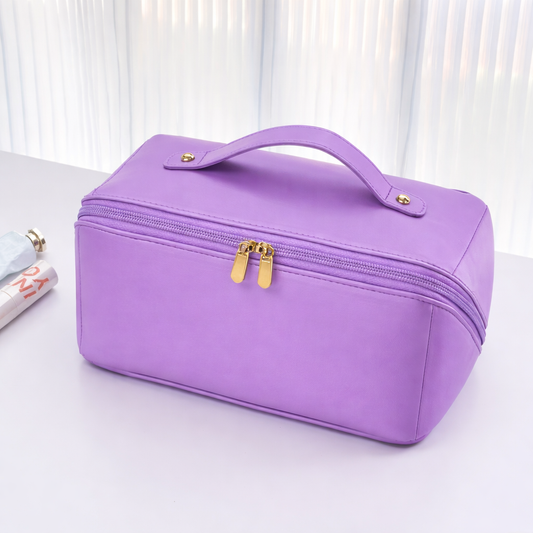 Makeup Travel Bag with Multiple compartments made of Pure Leather