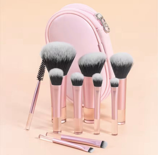 10pcs Mini Makeup Brush Set With Storage Bag