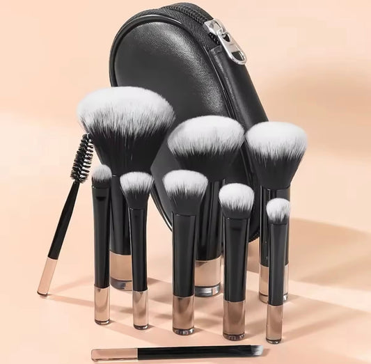 10pcs Mini Makeup Brush Set With Storage Bag