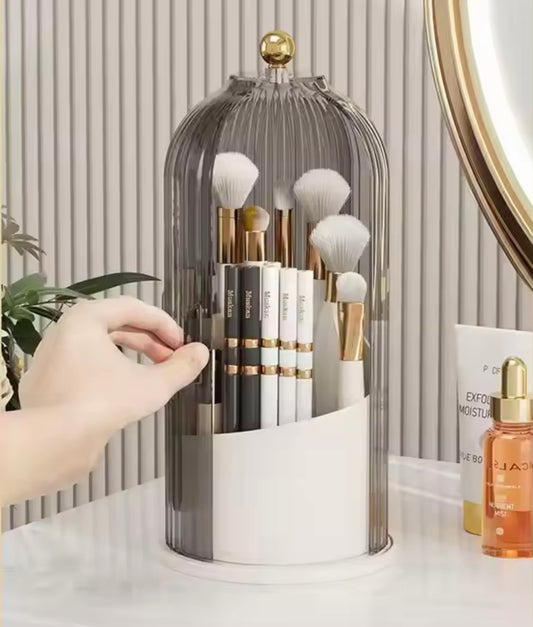 360° Rotating Makeup Brush Holder with Lid