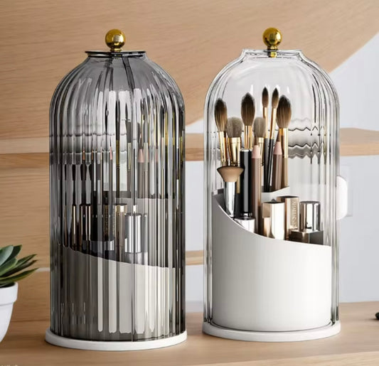 360° Rotating Makeup Brush Holder with Lid