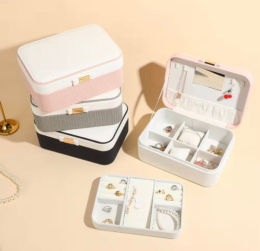 Pure Leather Double  Layer Jewellery Organizer