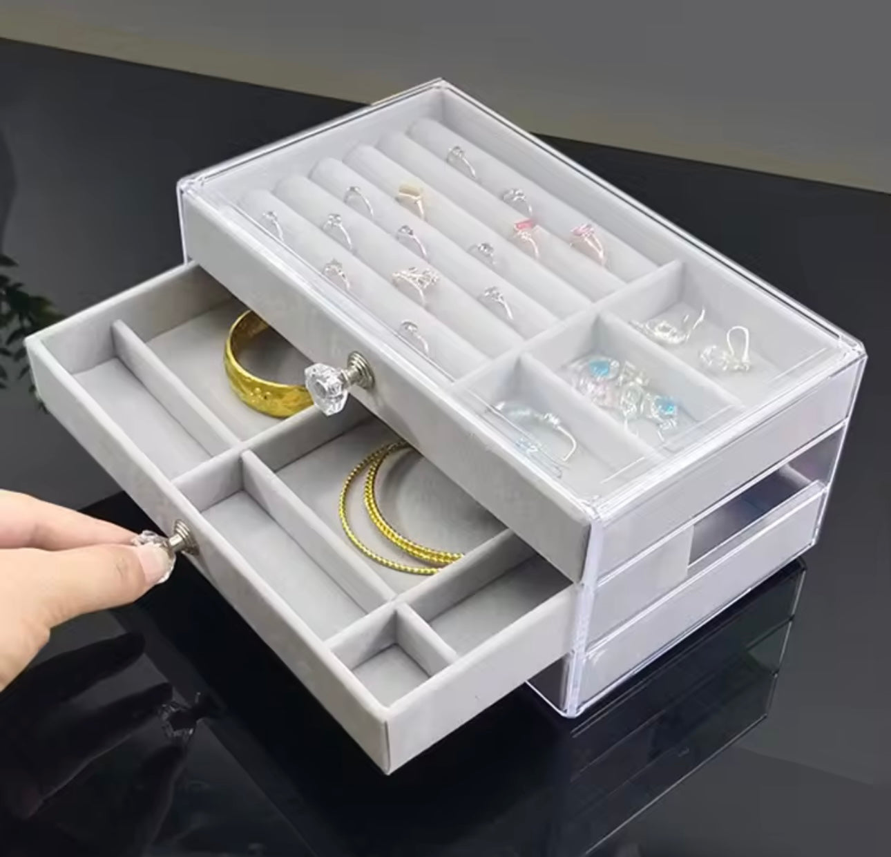3-Layer Transparent Jewelry Box