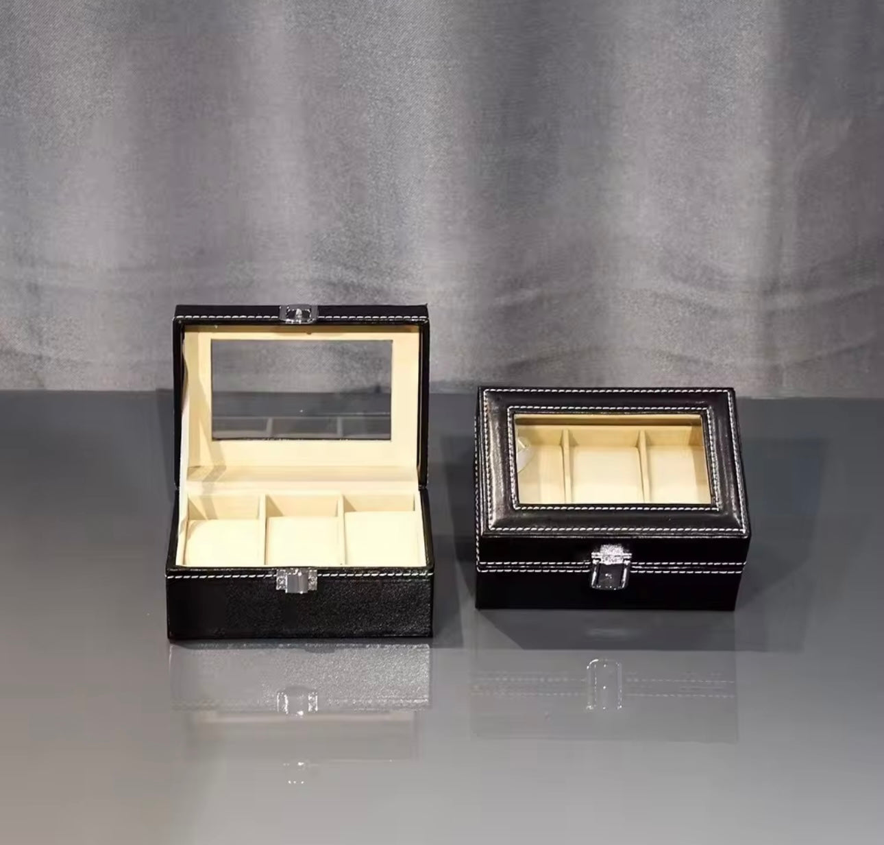 3-Slots Leather Watch Box