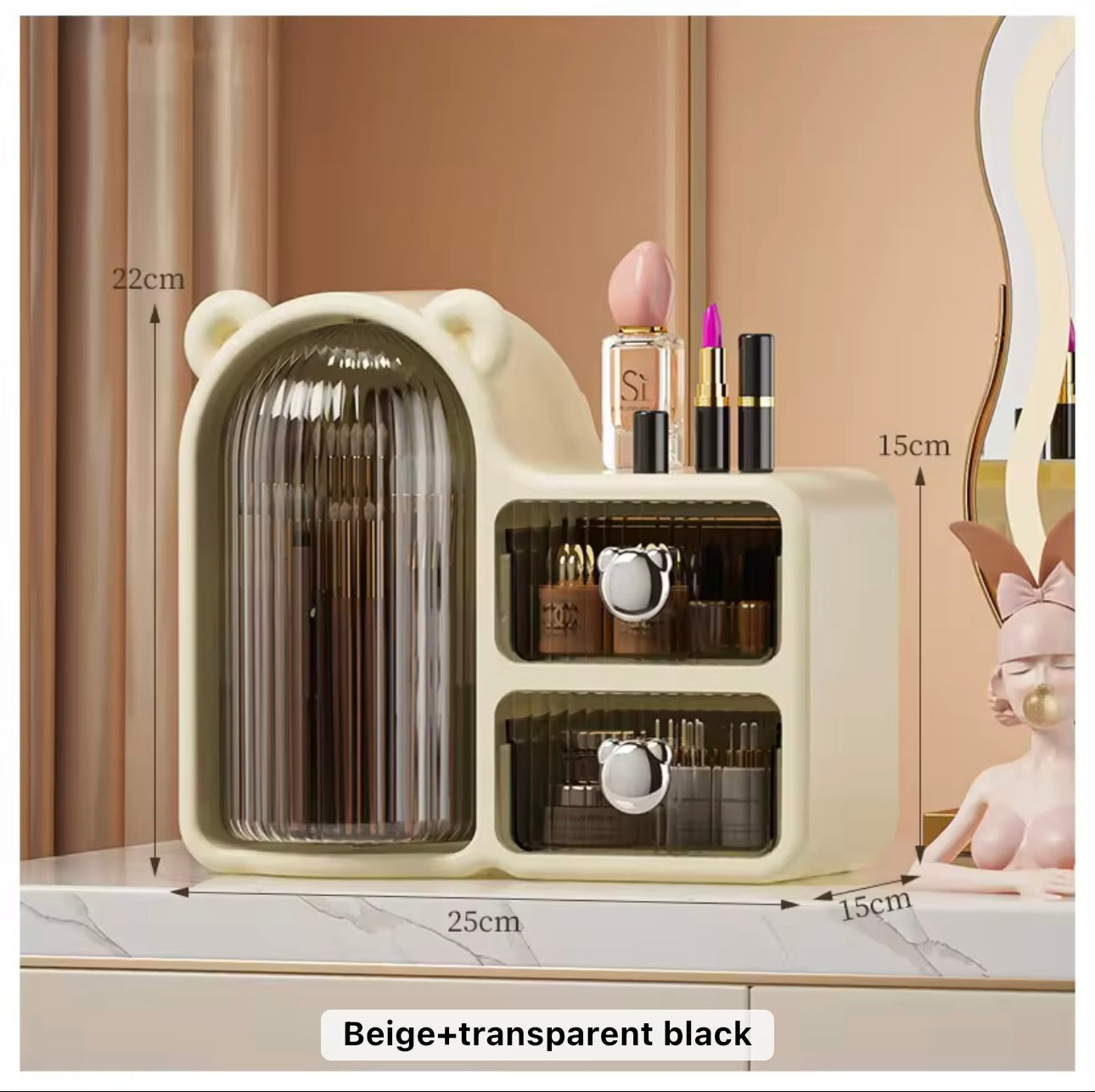 360° Rotating Makeup Organizer - Dustproof, Space-Saving Wall-Mounted Cosmetic Storage Box for Lipstick, Eyeliner & Eye Shadow