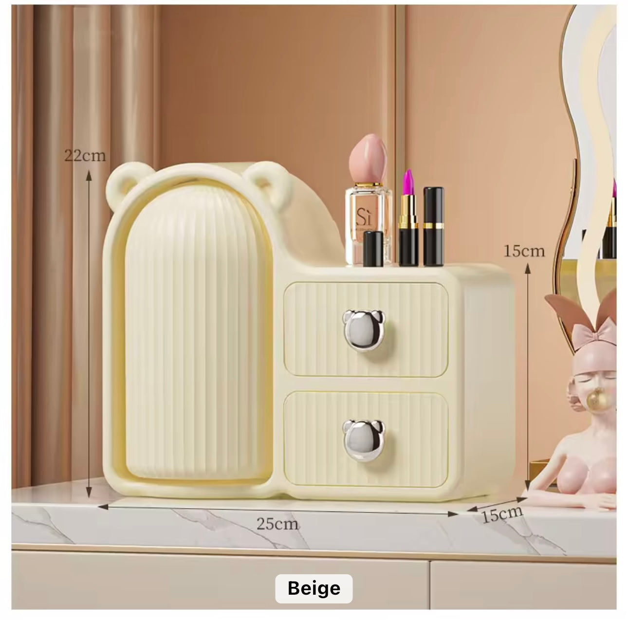 360° Rotating Makeup Organizer - Dustproof, Space-Saving Wall-Mounted Cosmetic Storage Box for Lipstick, Eyeliner & Eye Shadow
