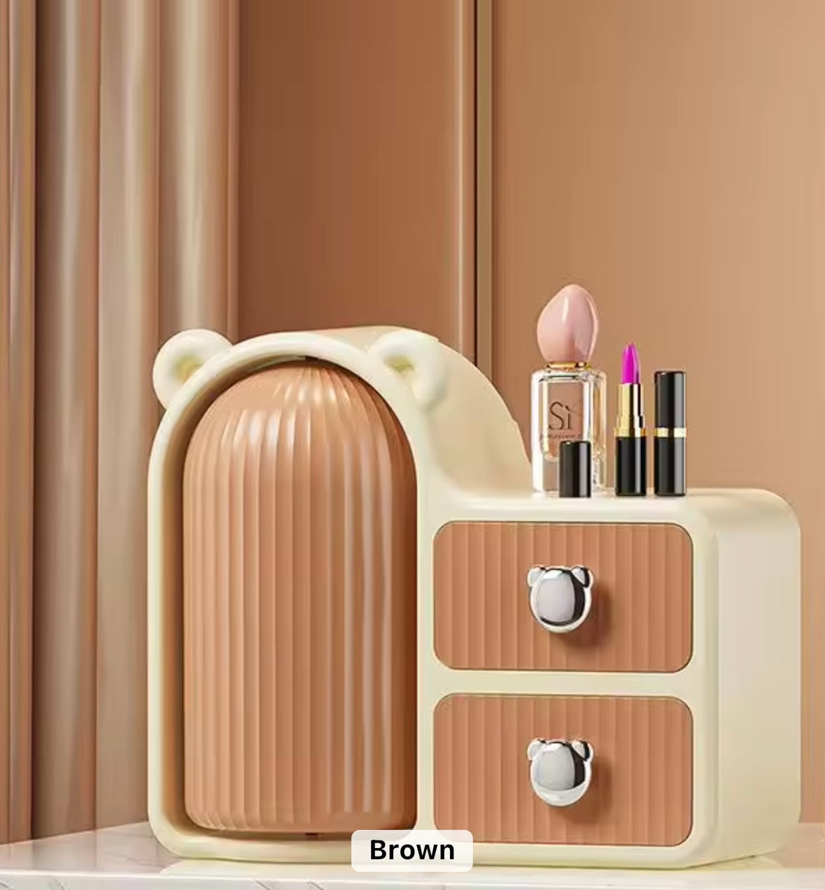 360° Rotating Makeup Organizer - Dustproof, Space-Saving Wall-Mounted Cosmetic Storage Box for Lipstick, Eyeliner & Eye Shadow