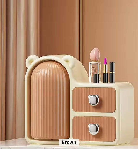 360° Rotating Makeup Organizer - Dustproof, Space-Saving Wall-Mounted Cosmetic Storage Box for Lipstick, Eyeliner & Eye Shadow