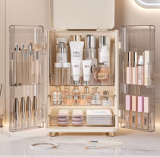 Double Door Makeup Storage Box with 2-Drawers