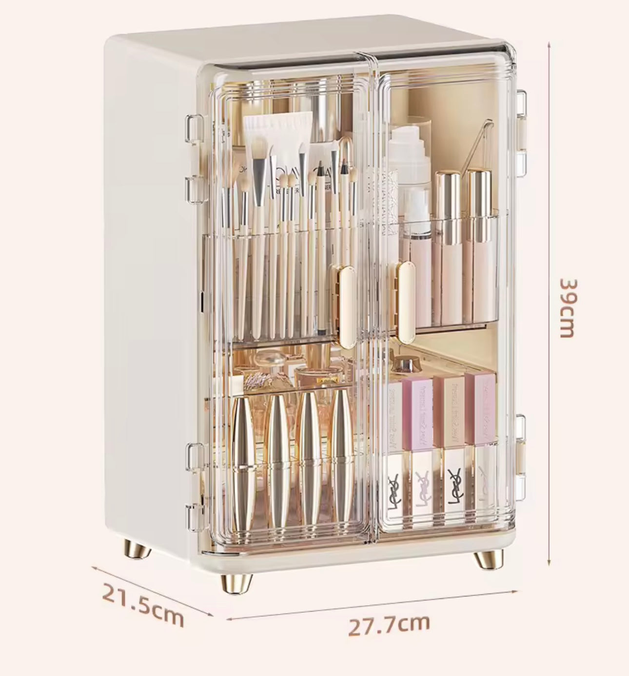 Double Door Makeup Storage Box with 2-Drawers