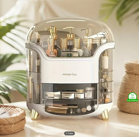 Large Capacity Cosmetic Storage Organizer with Lid,Drawer and Compartments.