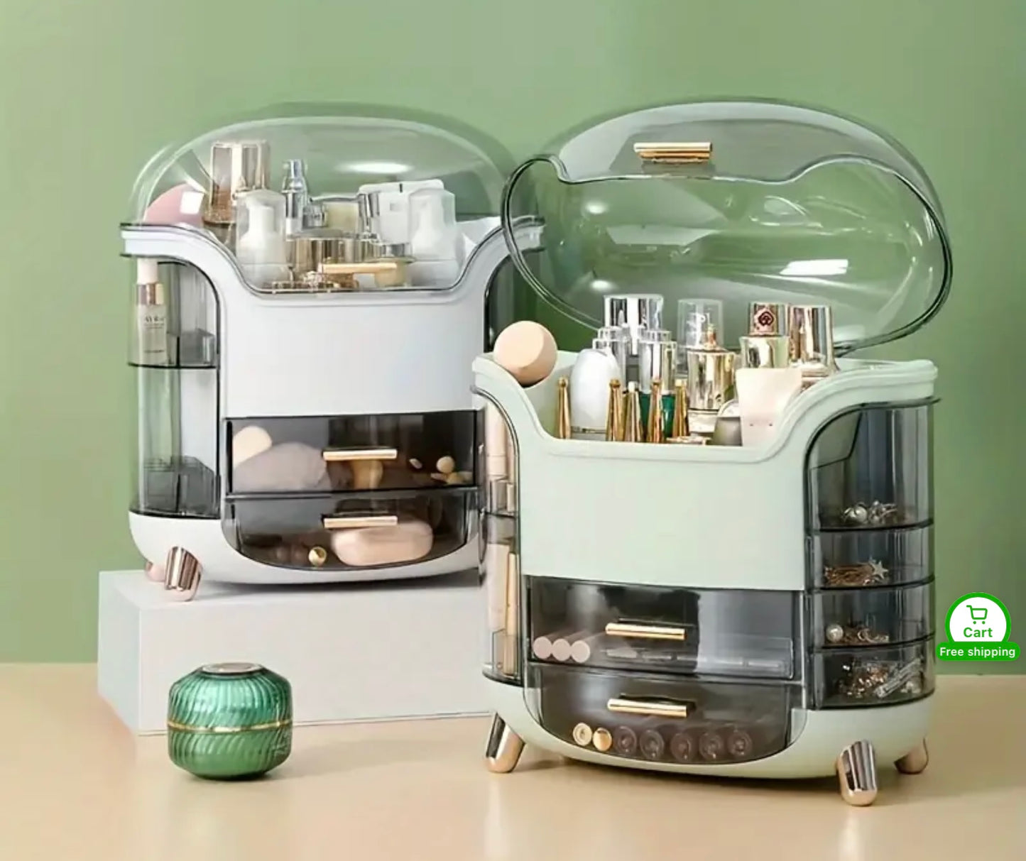 Large Capacity Cosmetic Storage Organizer with Lid,Drawer and Compartments.