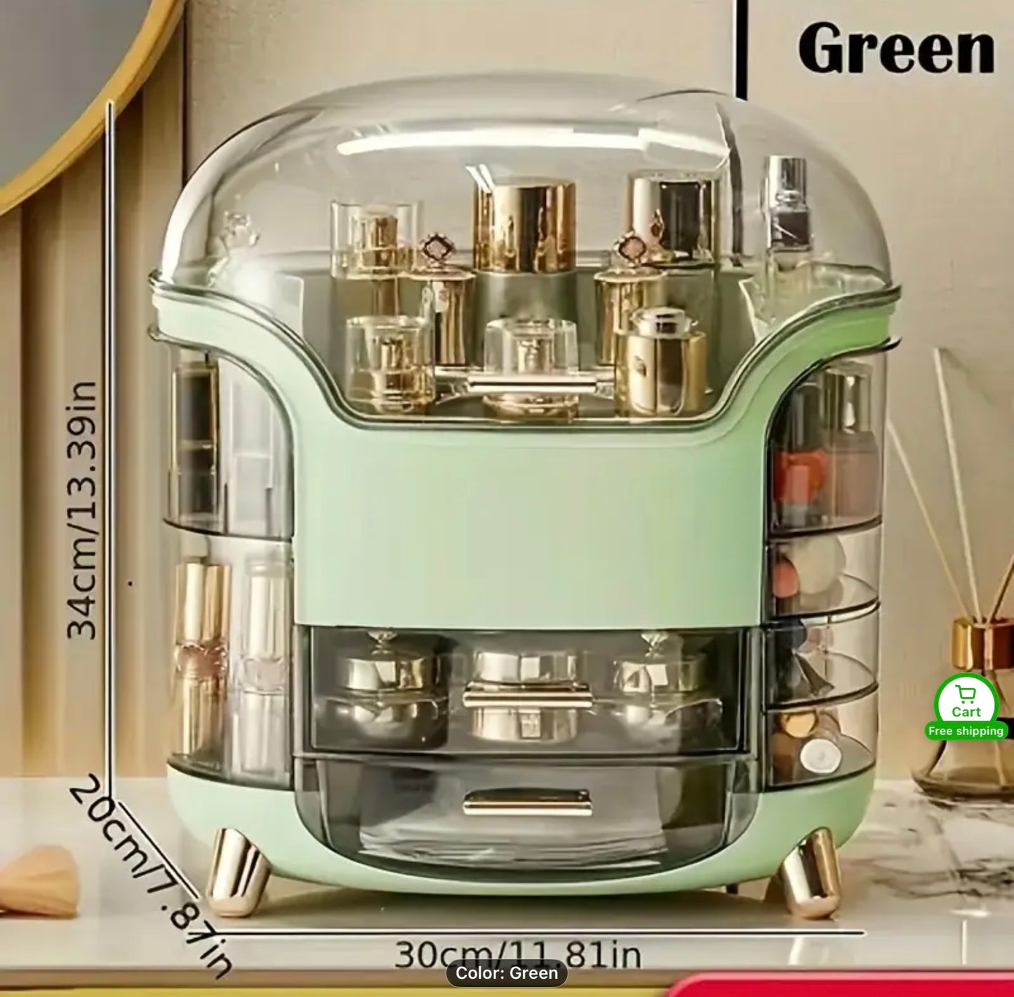 Large Capacity Cosmetic Storage Organizer with Lid,Drawer and Compartments.