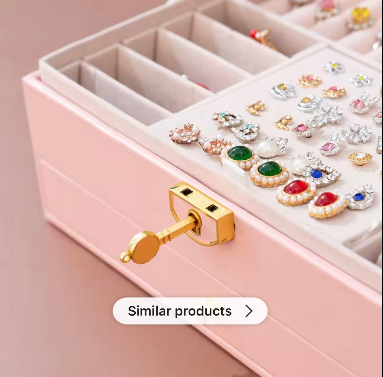 Two-Tier Jewelry Box with Drawer, Large Capacity for Storing and Displaying Earrings, Rings, Necklaces, Beaded Accessories