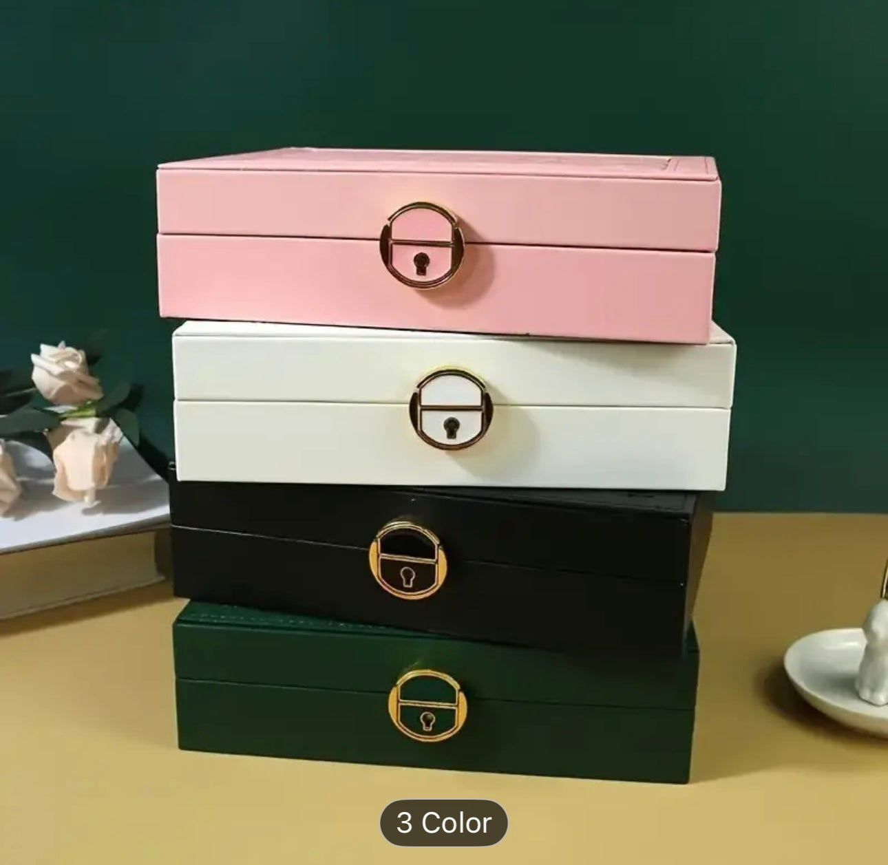 One-Tier Jewelry Box with Drawer, Large Capacity for Storing and Displaying Earrings, Rings, Necklaces, Beaded Accessories