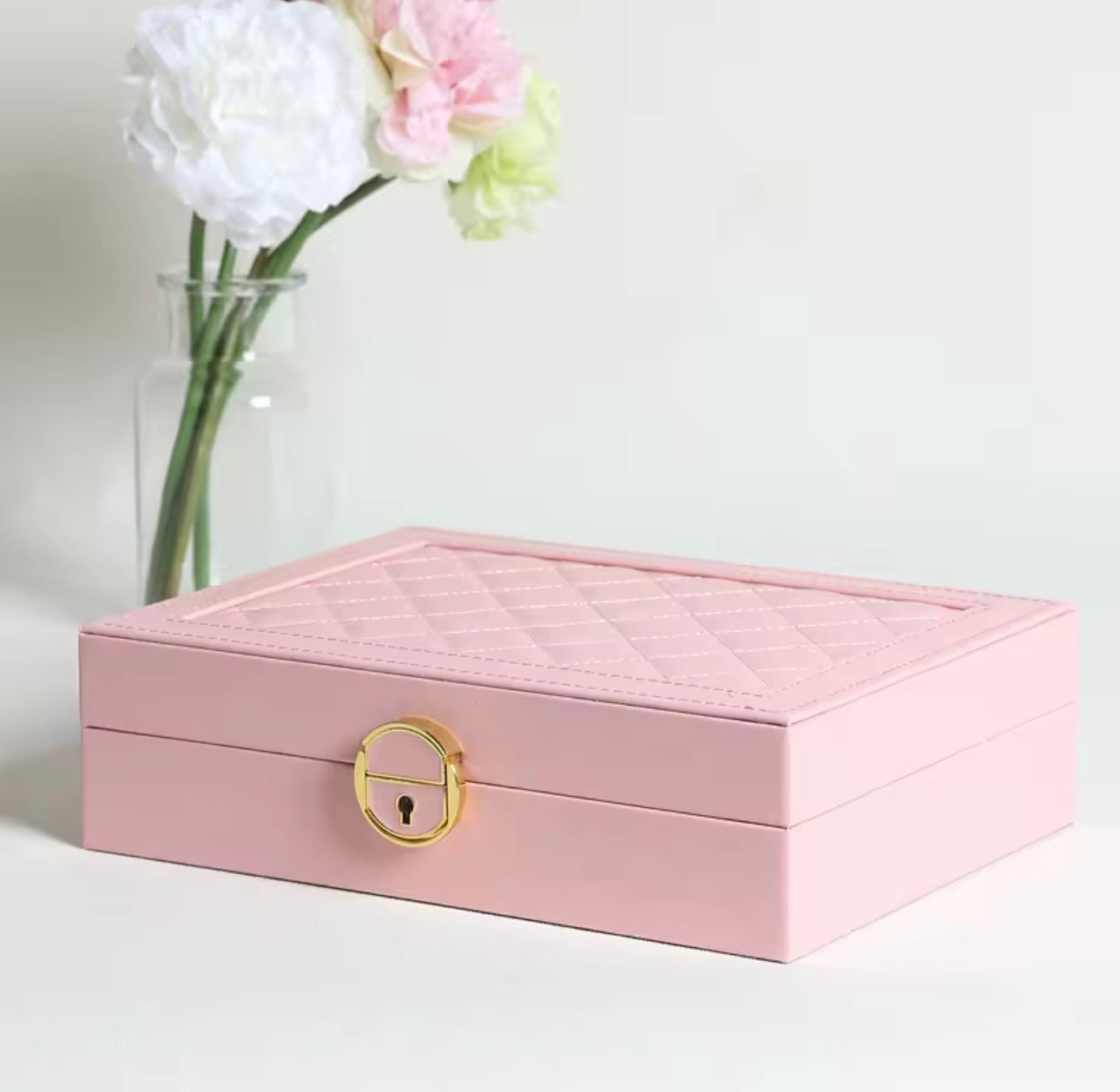 One-Tier Jewelry Box with Drawer, Large Capacity for Storing and Displaying Earrings, Rings, Necklaces, Beaded Accessories