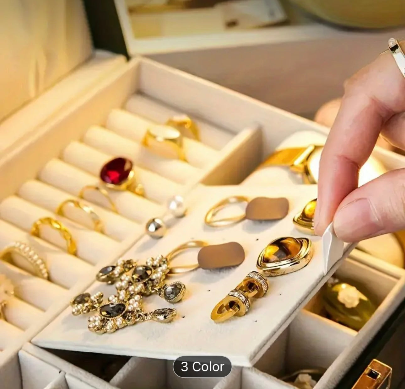 One-Tier Jewelry Box with Drawer, Large Capacity for Storing and Displaying Earrings, Rings, Necklaces, Beaded Accessories