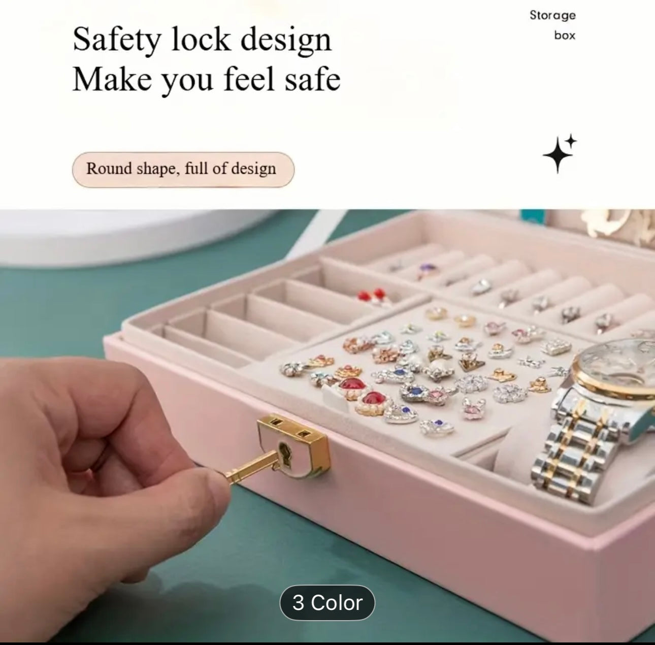 One-Tier Jewelry Box with Drawer, Large Capacity for Storing and Displaying Earrings, Rings, Necklaces, Beaded Accessories