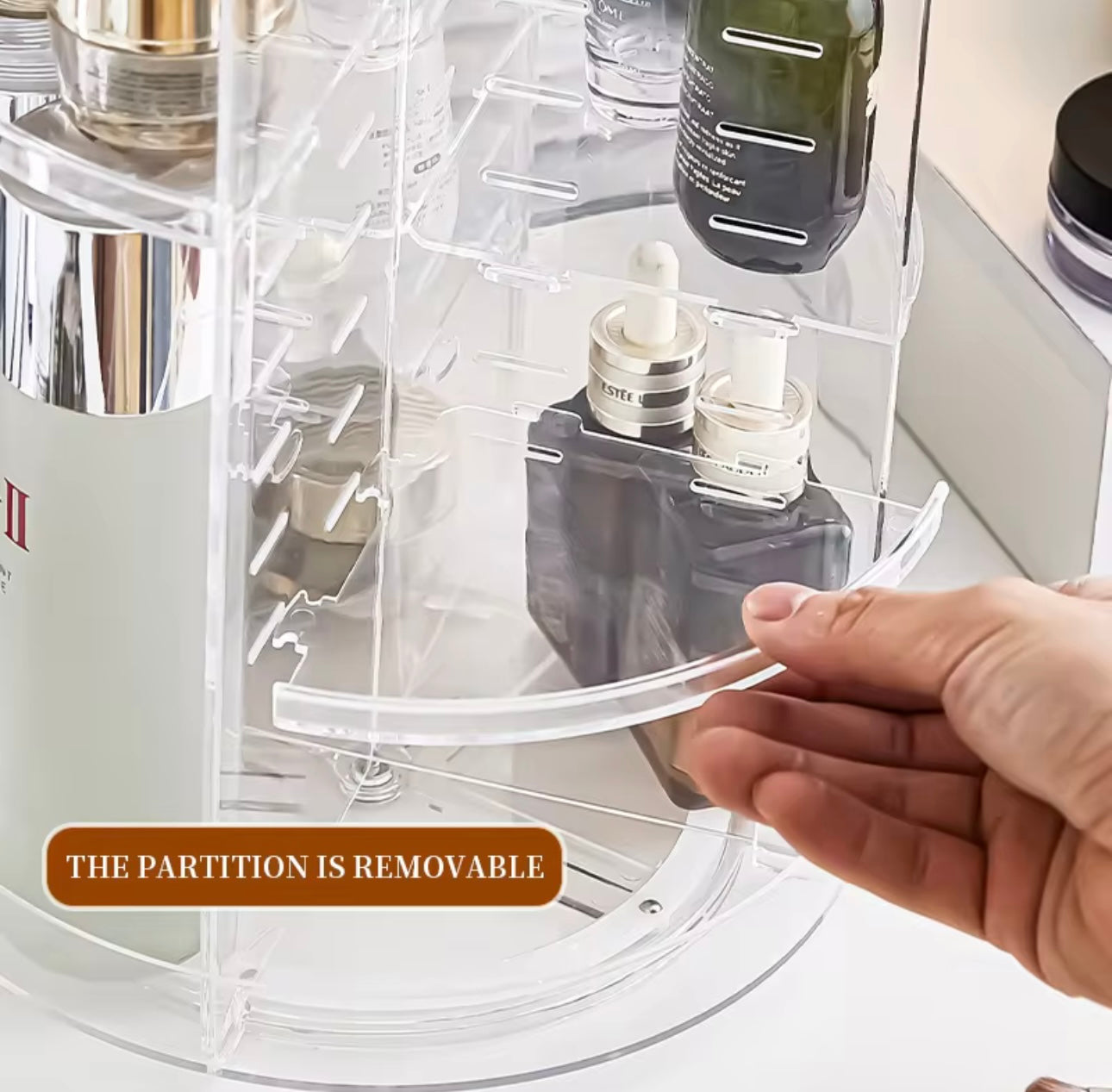 3-Tier Transparent Cosmetic Organizer - Stand for Brushes, Lipstick, Perfume, Nail Polish.