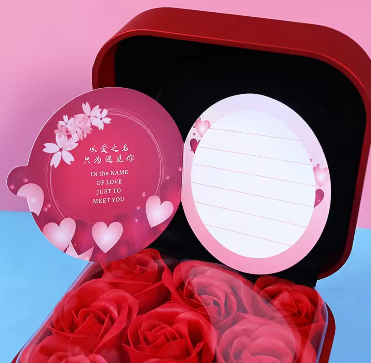 Rose Flower Round Square Gift Box, Artificial Rose Flower Jewelry Gift Box with Drawer, New Year Gift/Valentine'S Day Gift/Anniversary/Mother'S Day/Birthday Gift