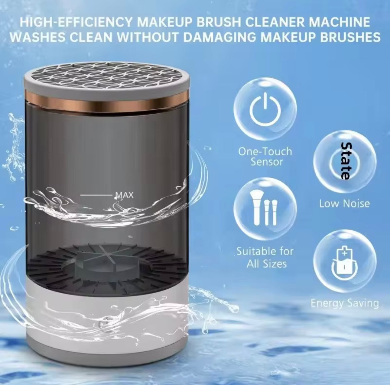 USB-Powered Electric Makeup Brush Cleaner with Multi-Brush Cleaning System
