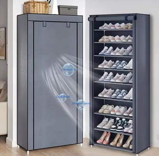 10-Layer Dustproof Shoe Rack with Non-woven cover