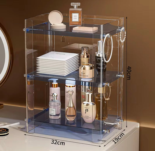Three Layer Transparent Makeup and Cosmetic Organizer
