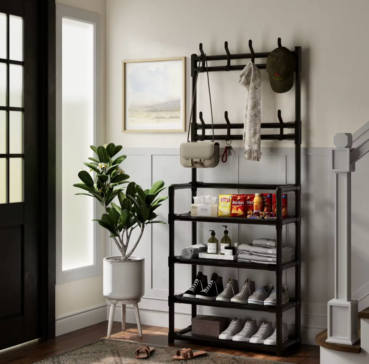 4/5-Tier Multi-Functional Shoe Rack ,Hat Rack and Clothes Hanging