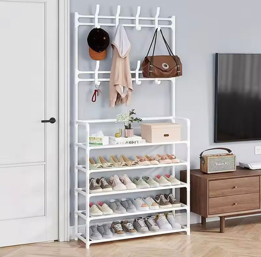 4/5-Tier Multi-Functional Shoe Rack ,Hat Rack and Clothes Hanging