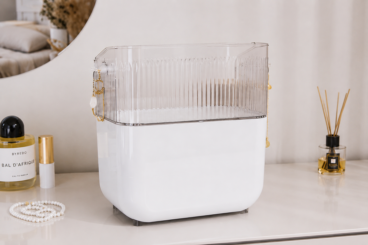 Luxury Makeup & Skincare Organizer with 2 Drawers | Large Capacity Vanity Storage Box