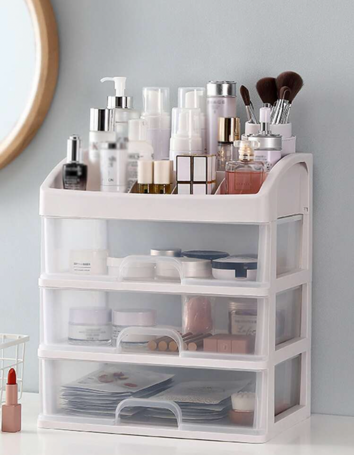4-Layer Makeup & Skincare Organizer with Transparent Drawers