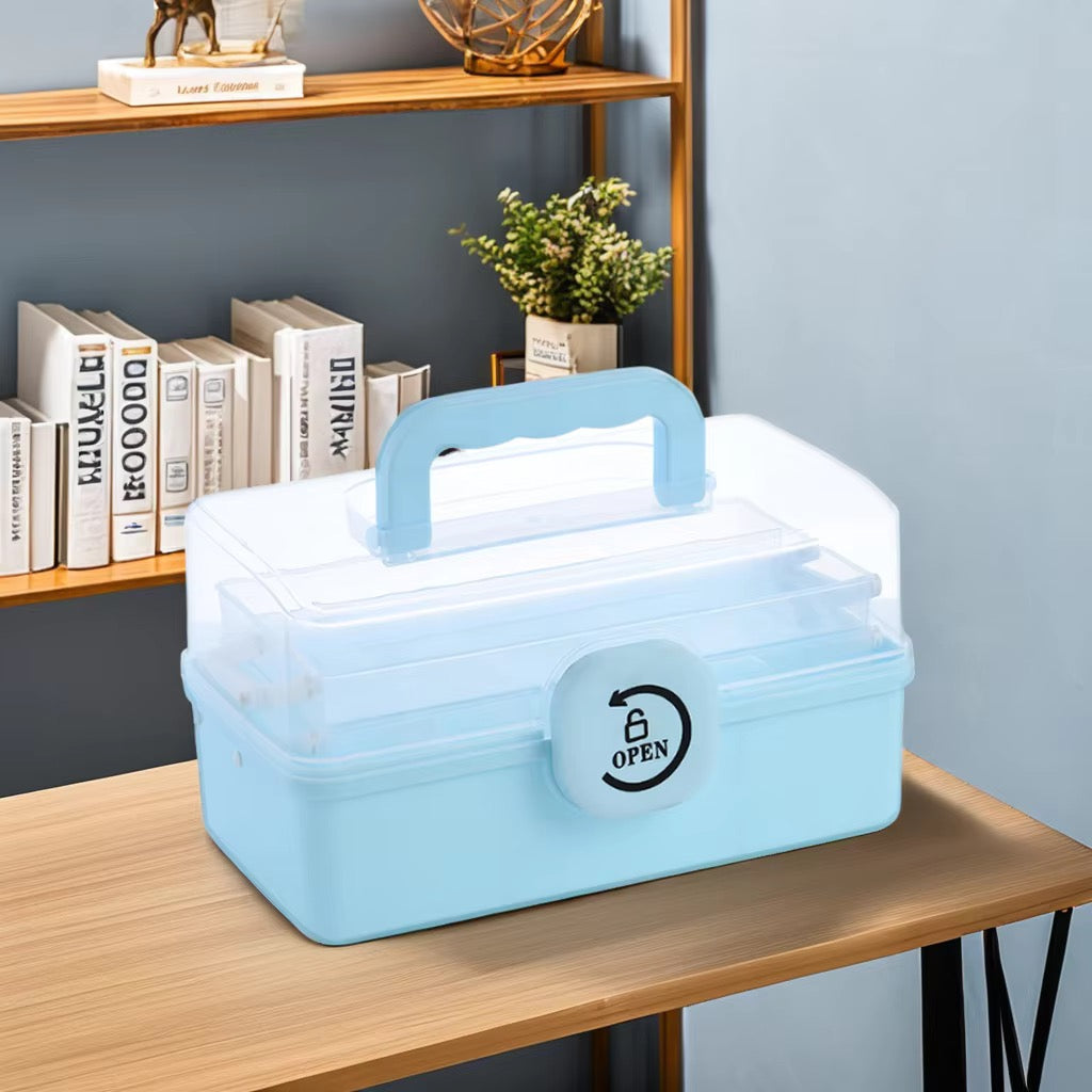 Multi-Layer Medicine Storage Organizer Box with Adjustable Compartments