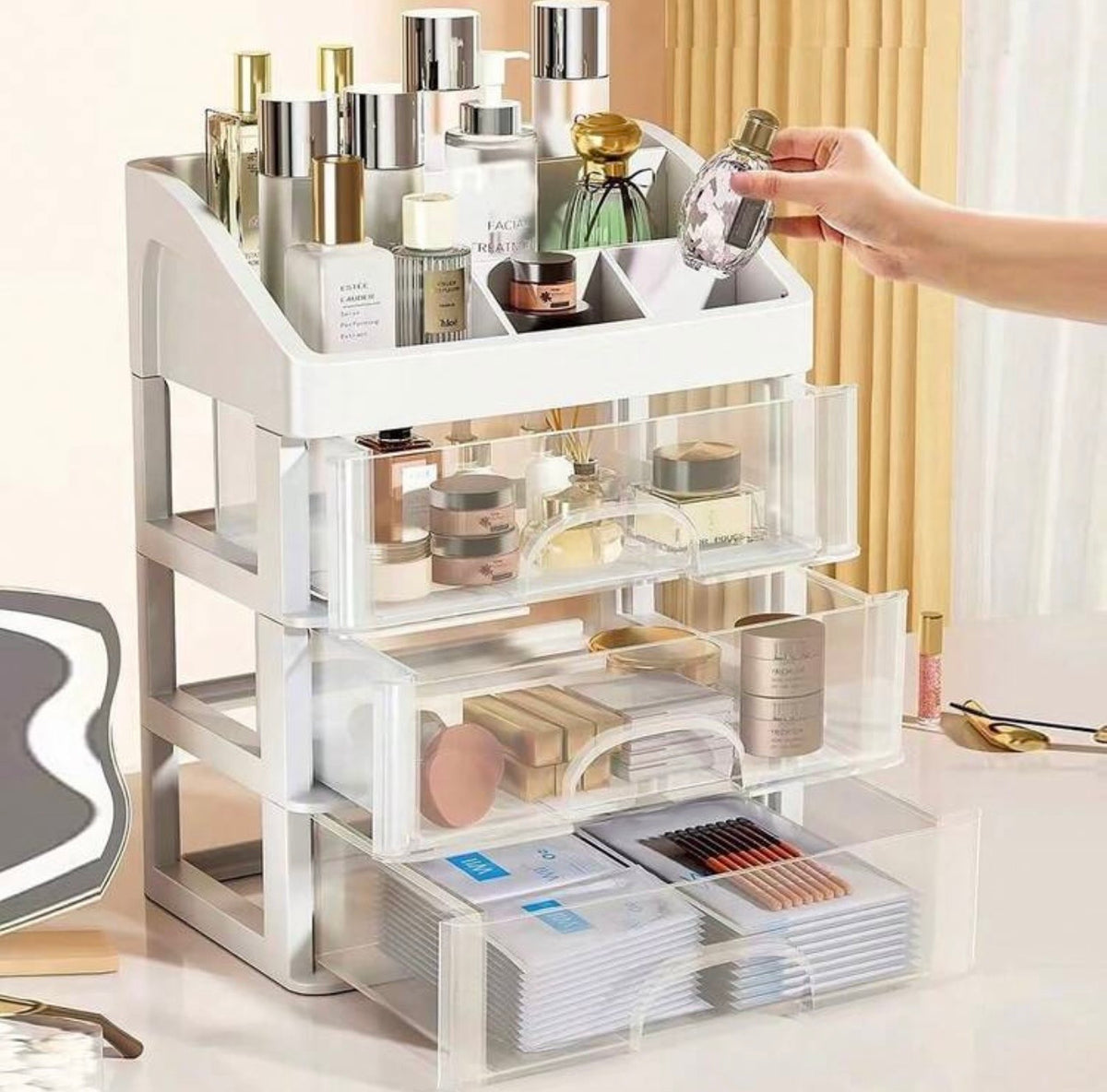 4-Layer Makeup & Skincare Organizer with Transparent Drawers