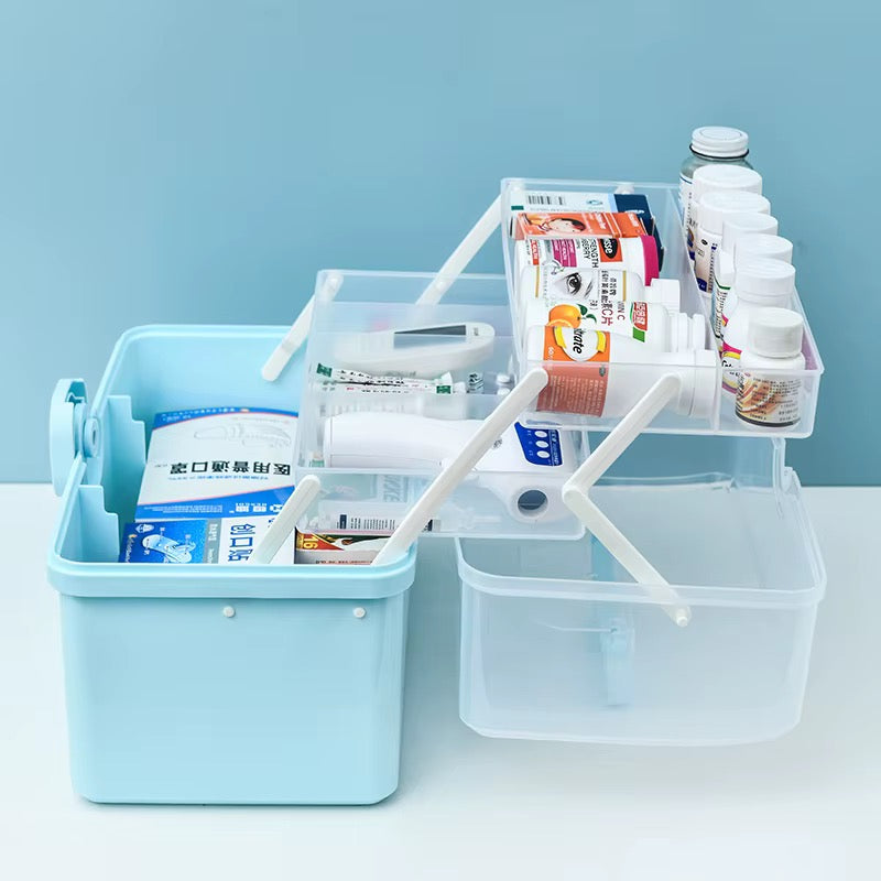 Multi-Layer Medicine Storage Organizer Box with Adjustable Compartments