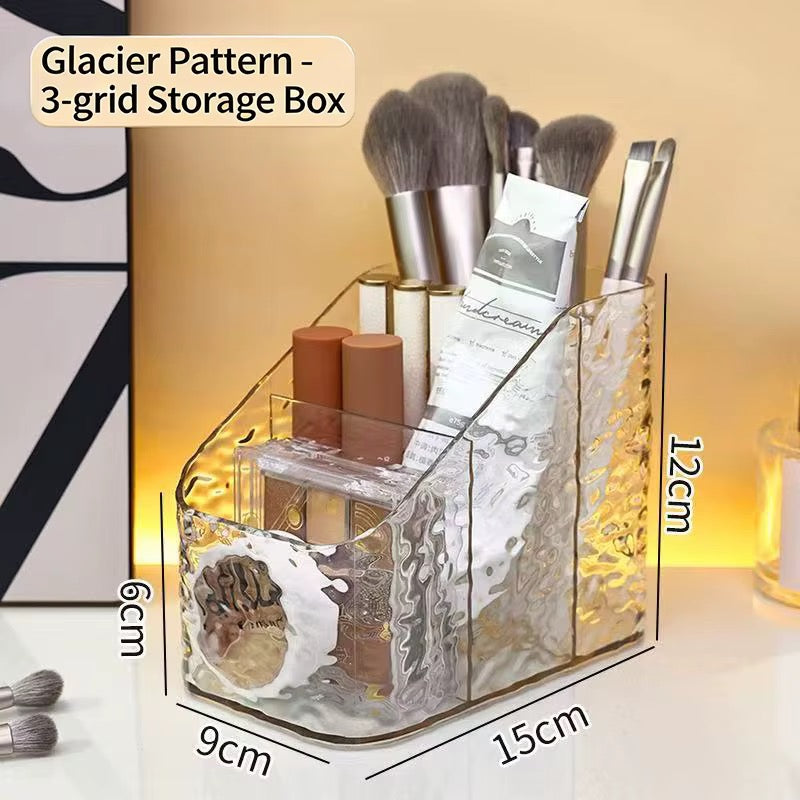 Crystal Clear Acrylic Makeup & Cosmetic Organizer – Multi-Compartment Storage Box