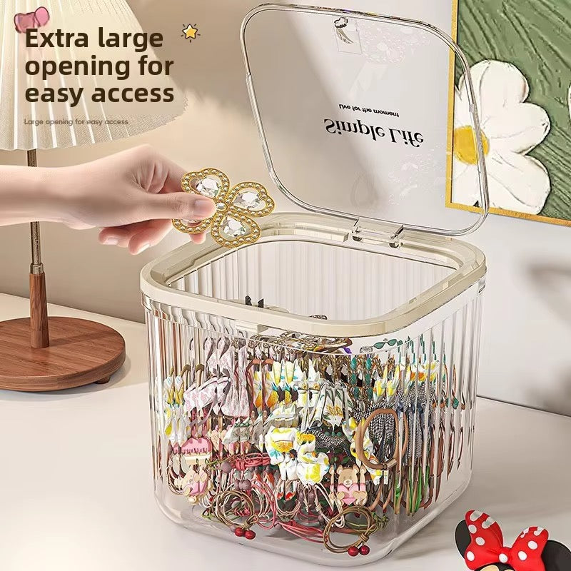 Transparent Hair Accessories Storage Box with Flip-Top Lid