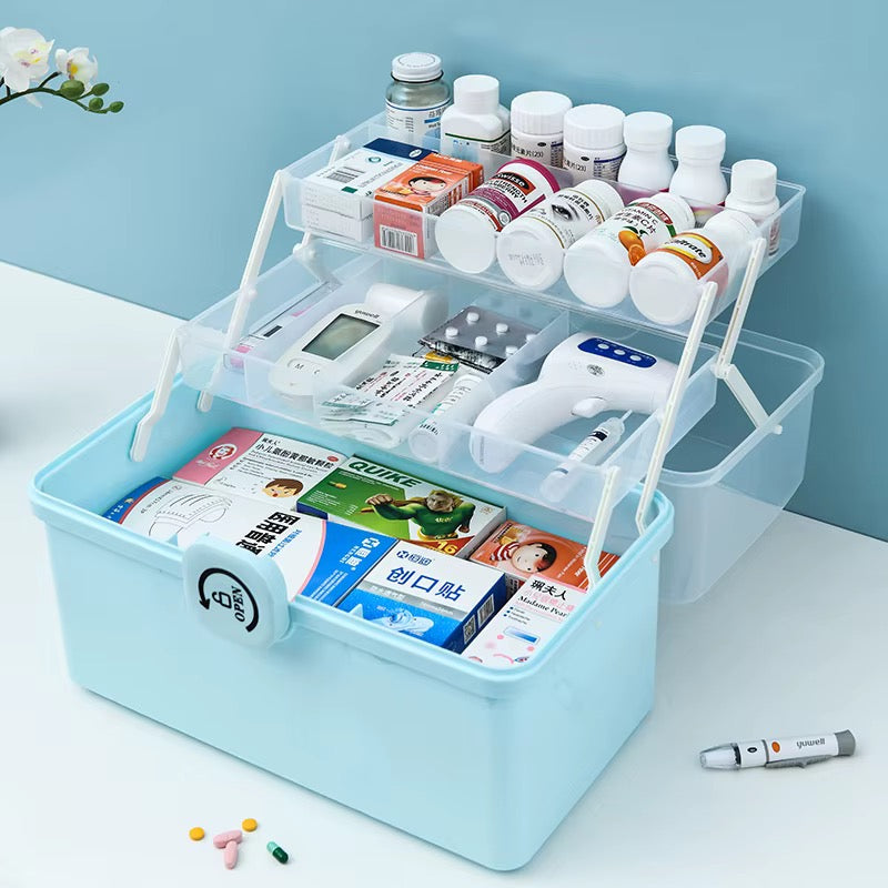 Multi-Layer Medicine Storage Organizer Box with Adjustable Compartments