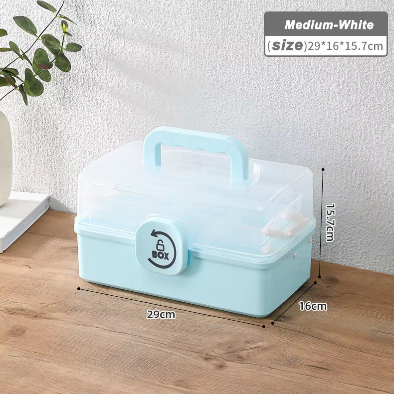 Multi-Layer Medicine Storage Organizer Box with Adjustable Compartments