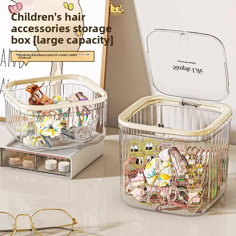 Transparent Hair Accessories Storage Box with Flip-Top Lid