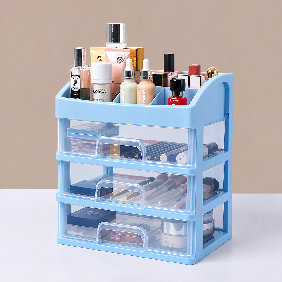4-Layer Makeup & Skincare Organizer with Transparent Drawers