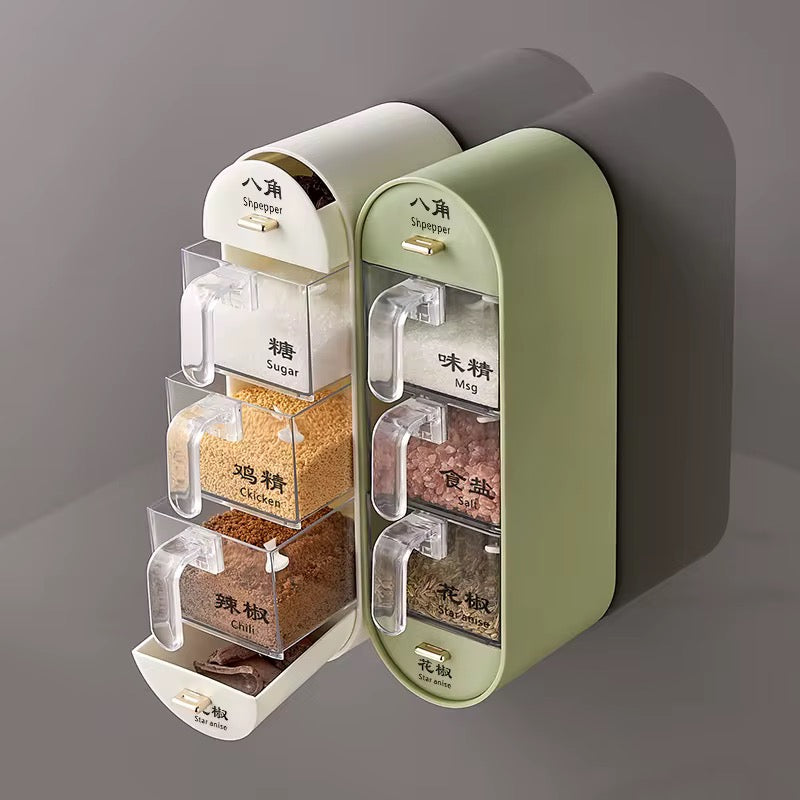 Self-Adhesive Wall-Mounted 3-Grid Seasoning Storage Box