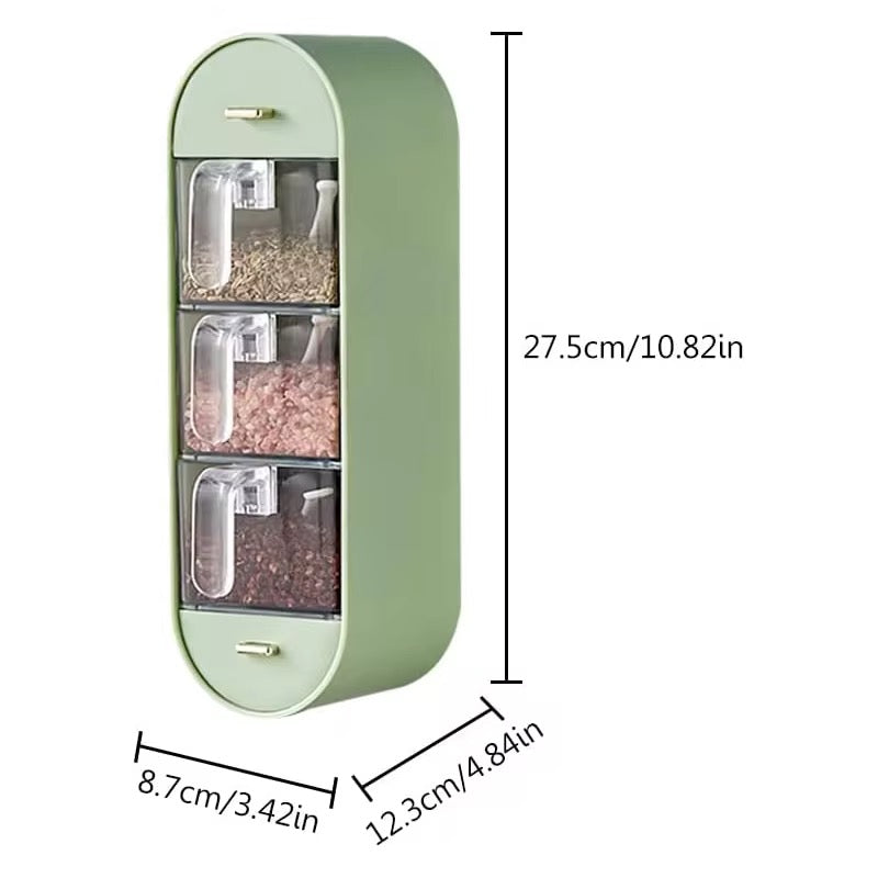 Self-Adhesive Wall-Mounted 3-Grid Seasoning Storage Box