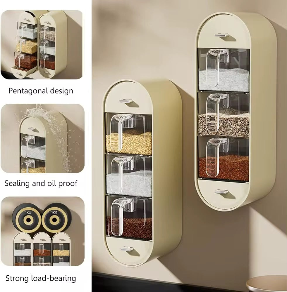Self-Adhesive Wall-Mounted 3-Grid Seasoning Storage Box