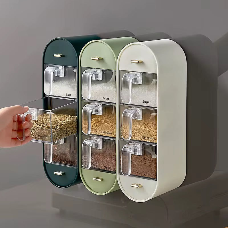 Self-Adhesive Wall-Mounted 3-Grid Seasoning Storage Box
