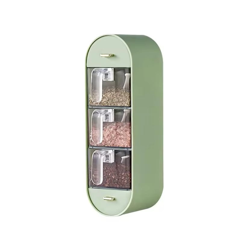 Self-Adhesive Wall-Mounted 3-Grid Seasoning Storage Box