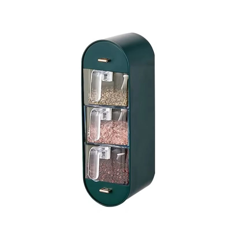 Self-Adhesive Wall-Mounted 3-Grid Seasoning Storage Box