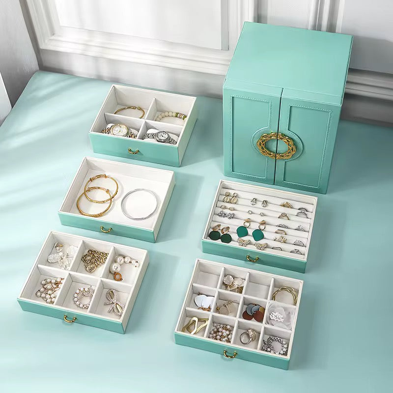Luxury Multi-Layer Jewelry Organizer Box with Lock | Premium Jewelry Storage Case