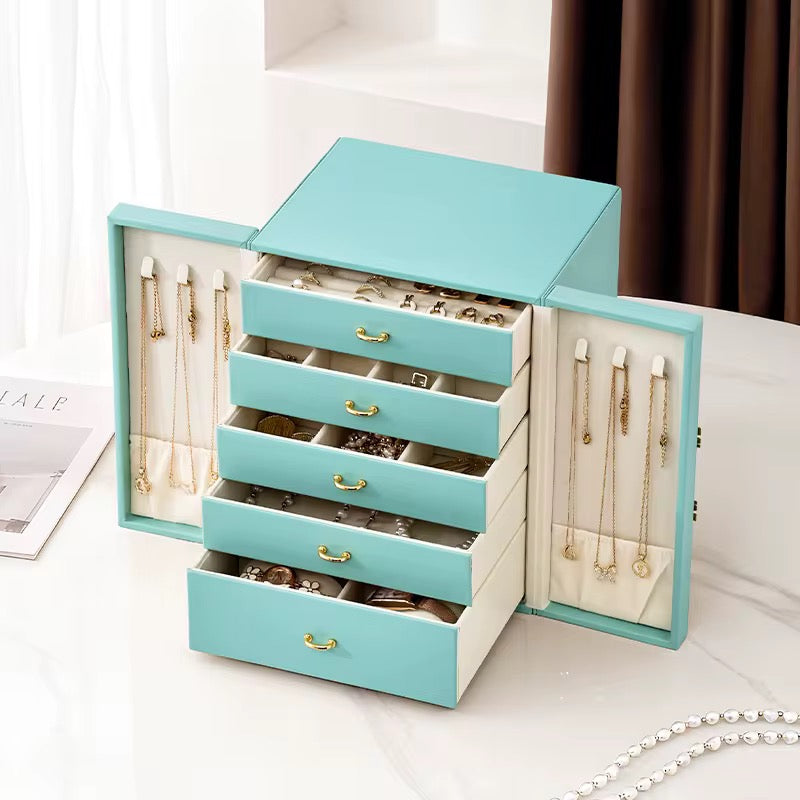 Luxury Multi-Layer Jewelry Organizer Box with Lock | Premium Jewelry Storage Case