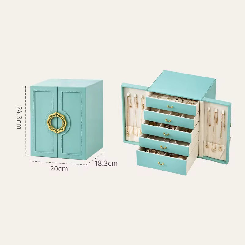 Luxury Multi-Layer Jewelry Organizer Box with Lock | Premium Jewelry Storage Case