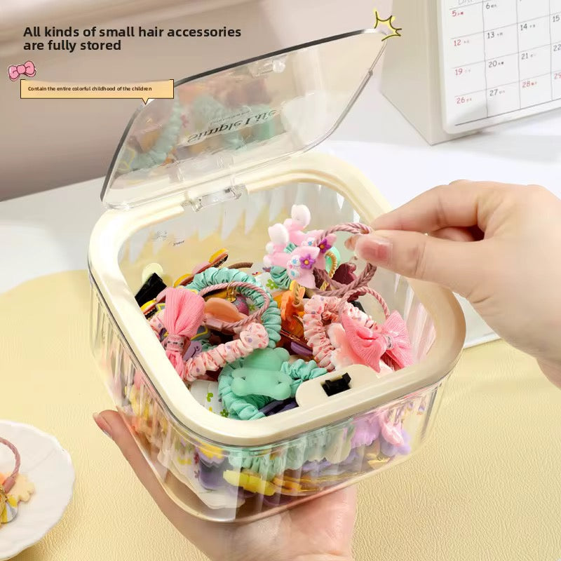 Transparent Hair Accessories Storage Box with Flip-Top Lid